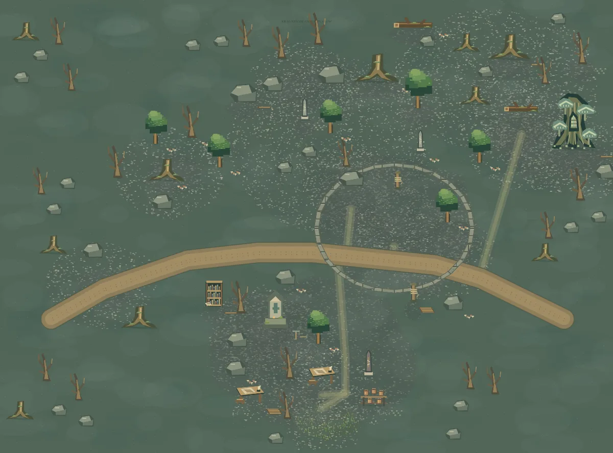 Mapa okolicy: Krąg Nieoddanych Znaków