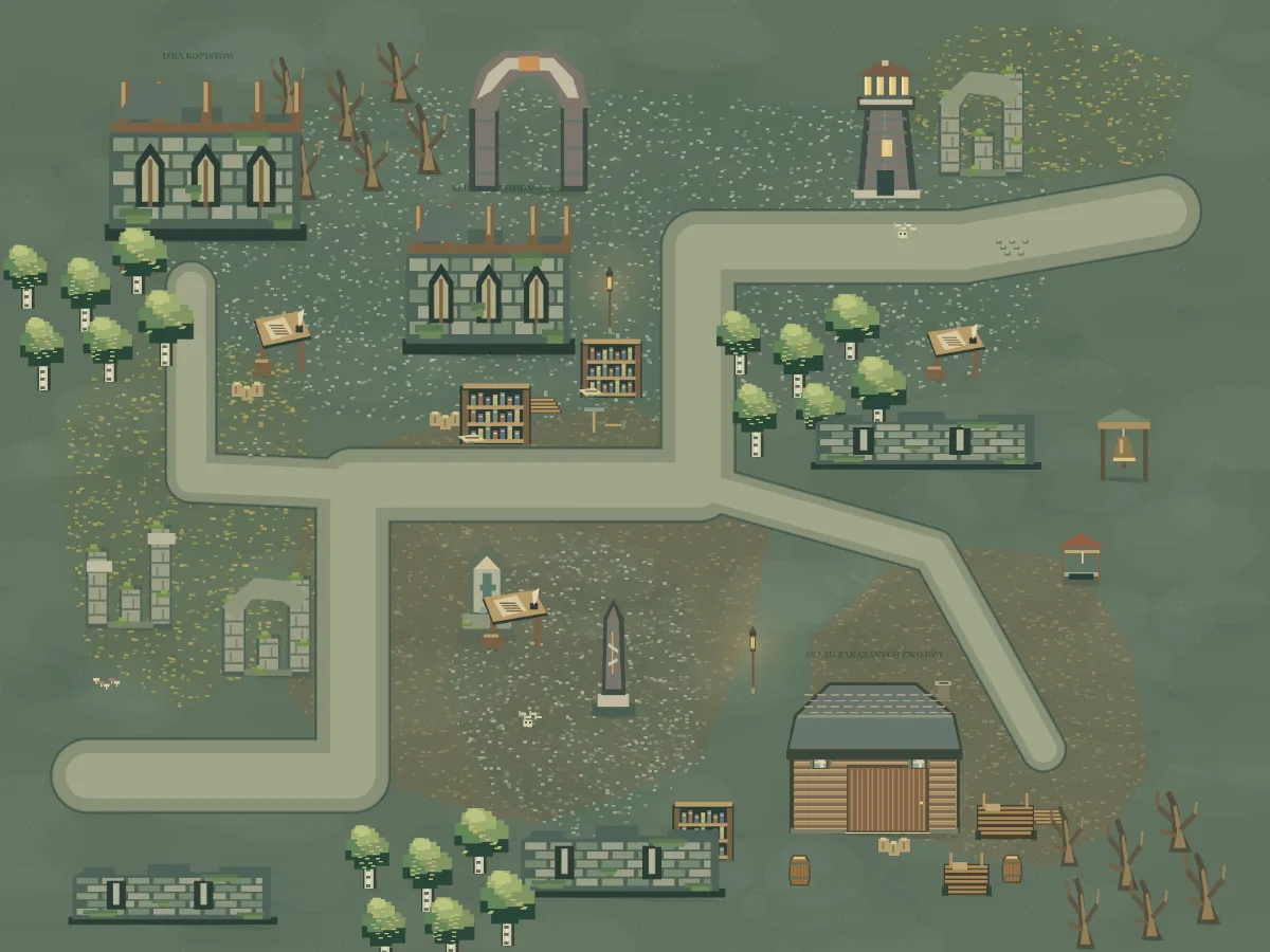 Mapa okolicy: Rozbite Skryptorium